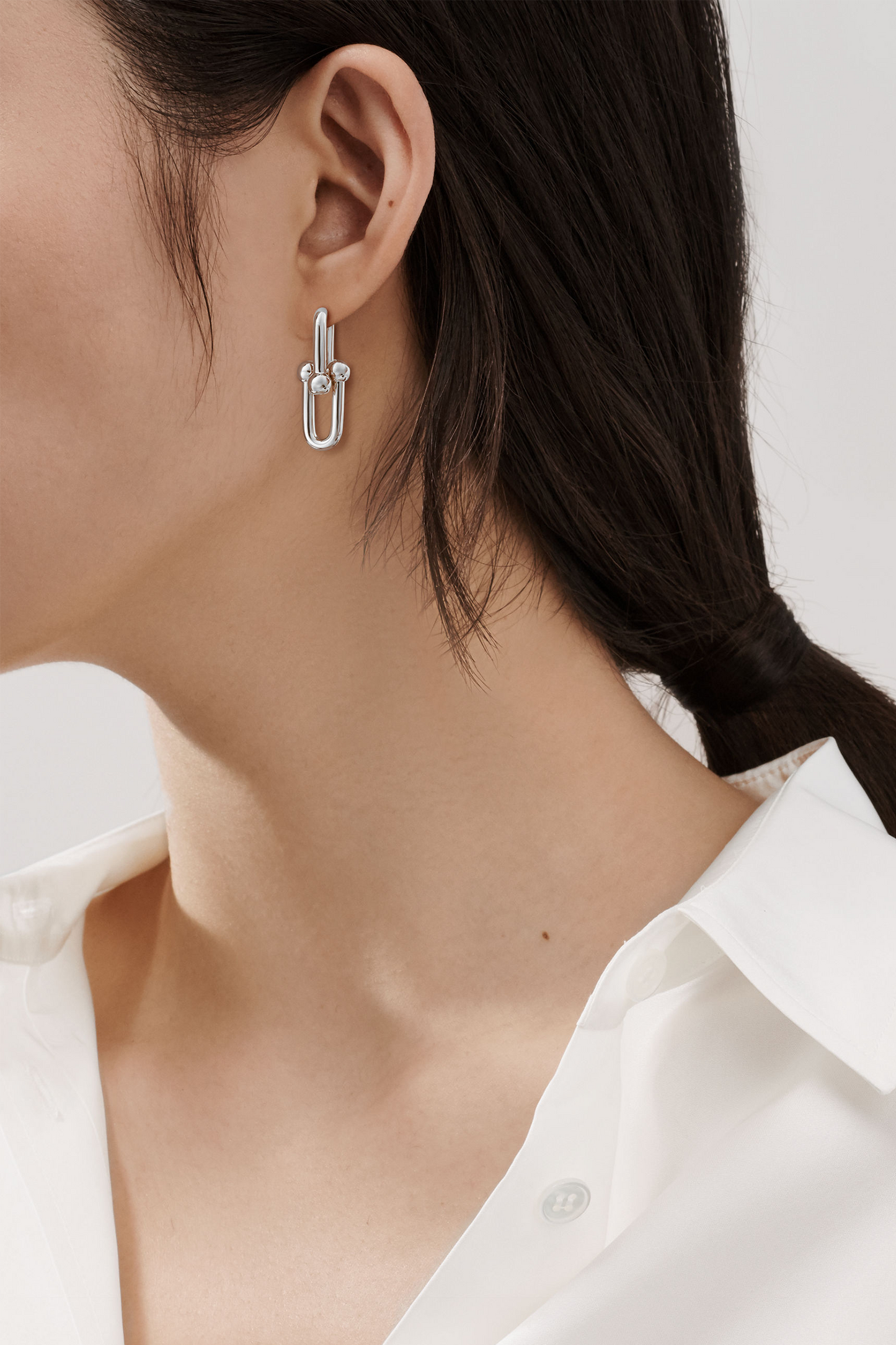 Large Link Earrings in Sterling Silver