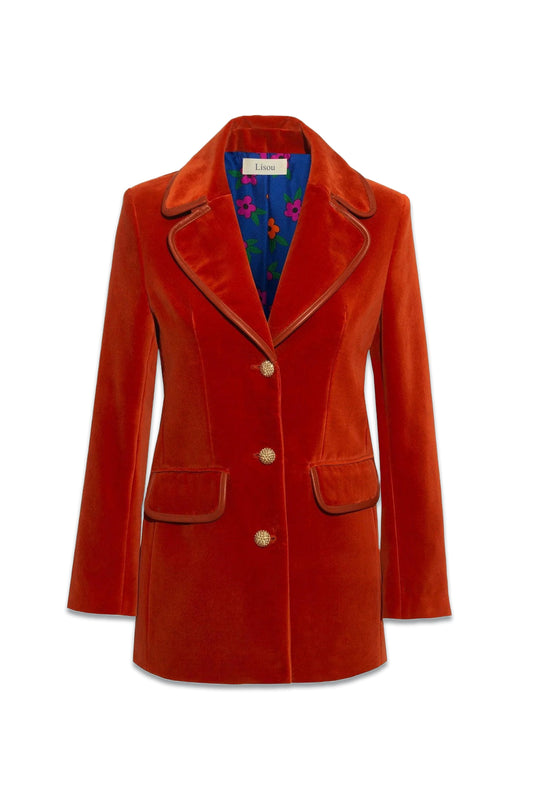 Bianca Burnt Orange Velvet Tailored Jacket