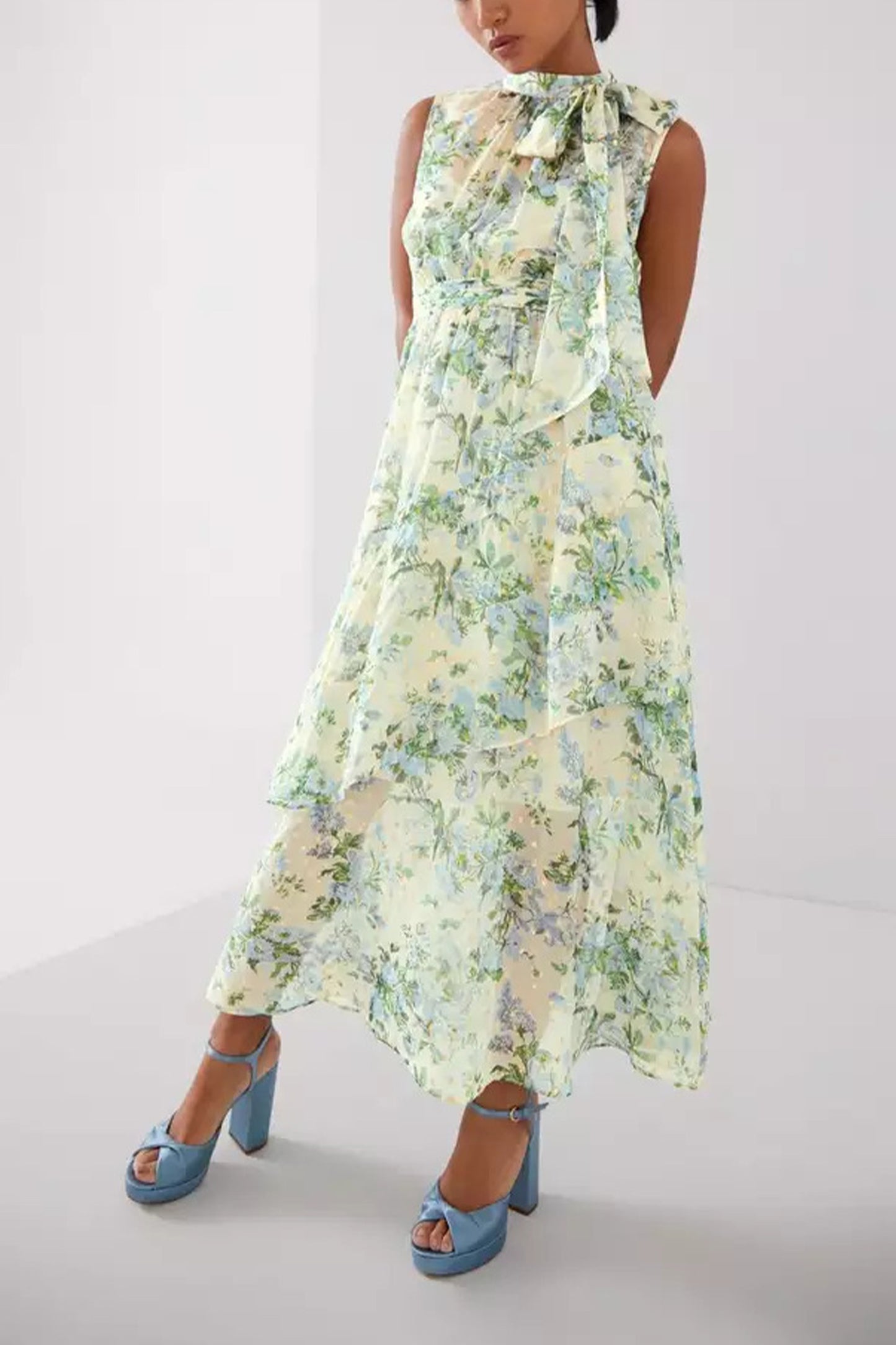 Robyn Petite Neon Garden Print Silk-Blend Dress