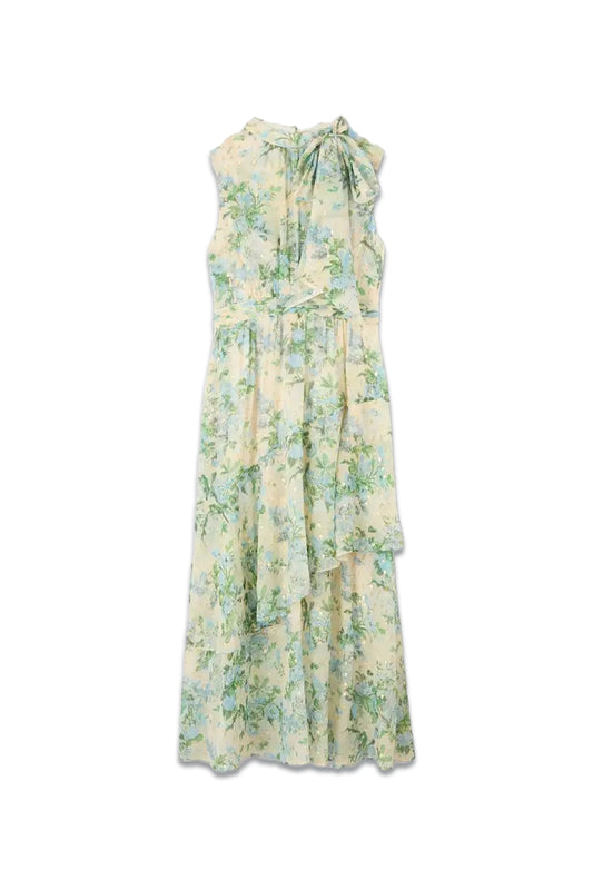 Robyn Petite Neon Garden Print Silk-Blend Dress