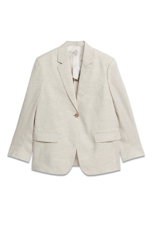 Oversized Linen Blazer Light Beige