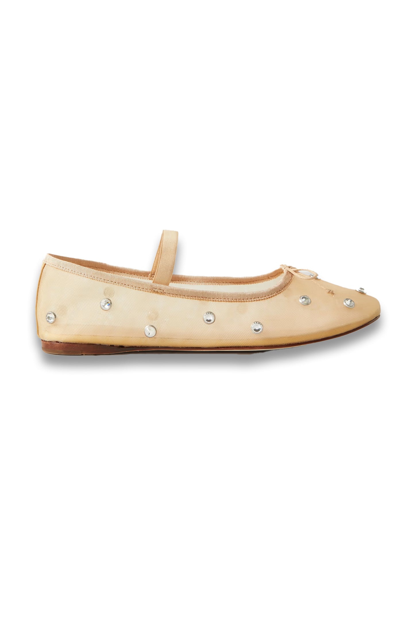 Leonie Crystal-Embellished Mesh Ballet Flats
