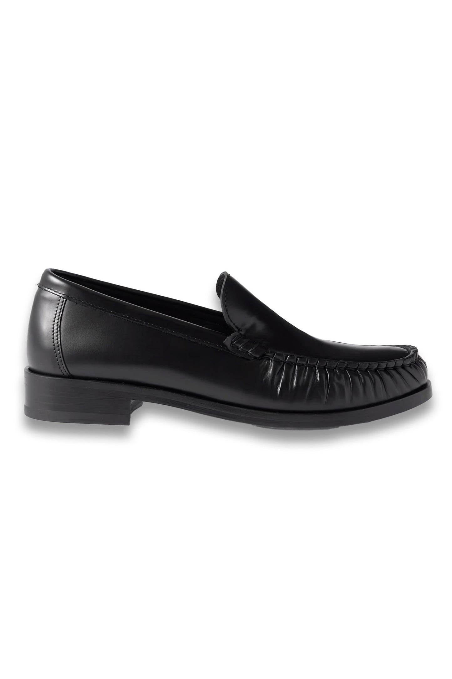 67 Ruched Leather Loafers Black