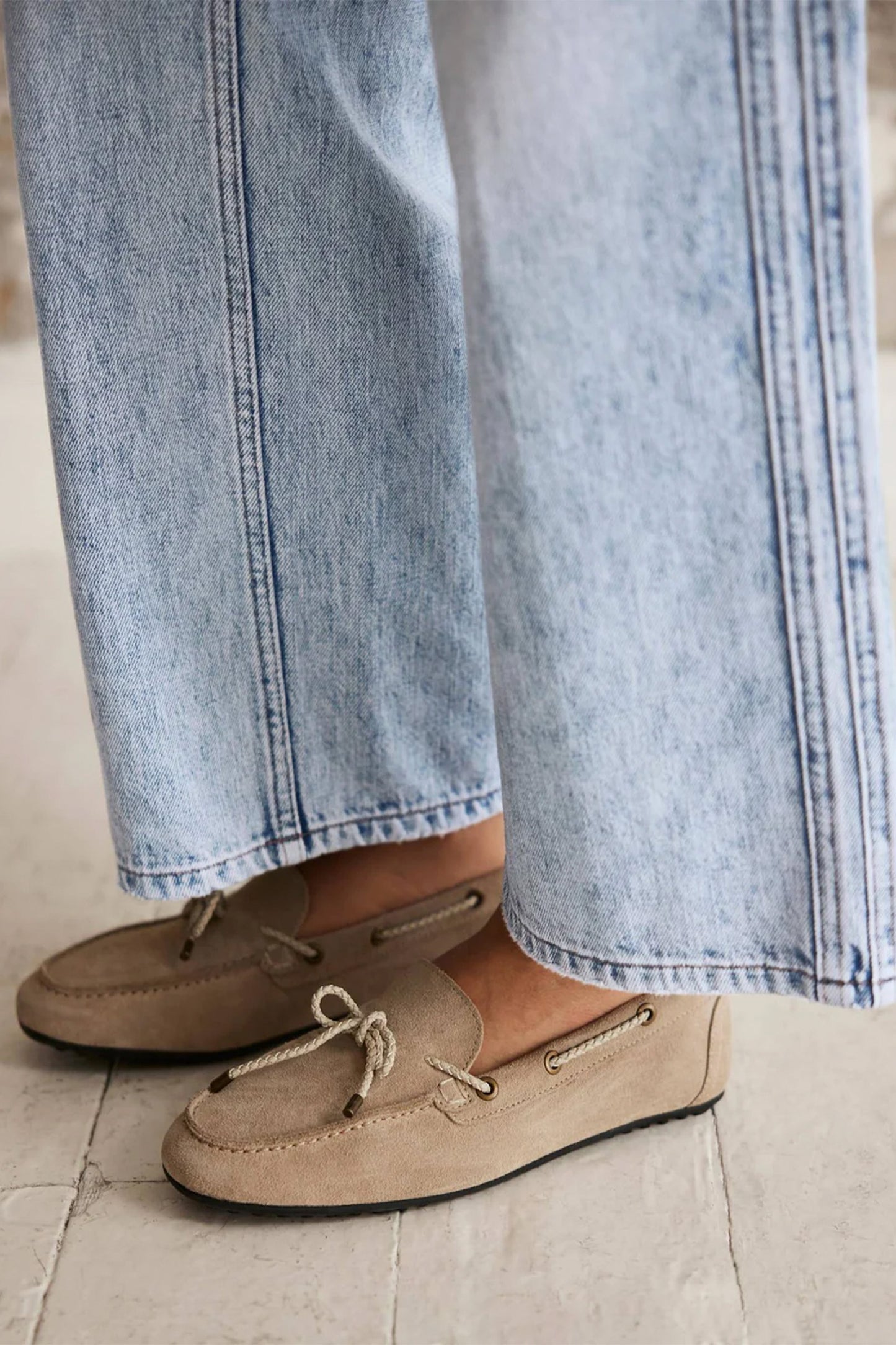 Sally Neutral Suede Deck Shoes