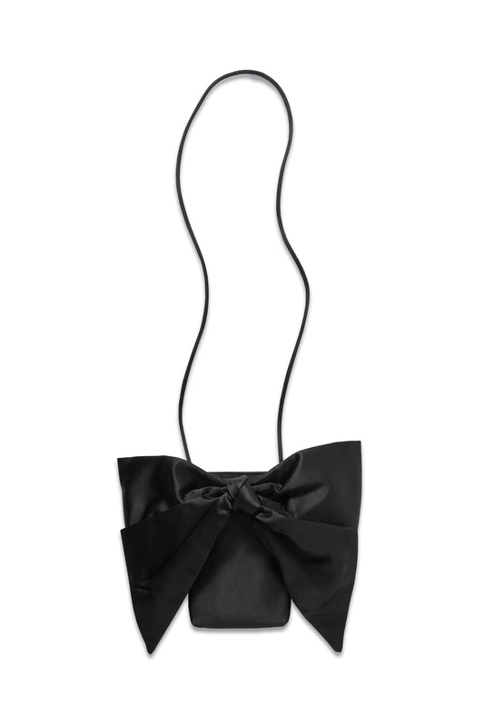 Violet Bow-embellished Satin Shoulder Bag