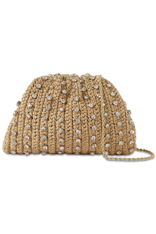 Bailey Crystal-embellished Raffia Clutch