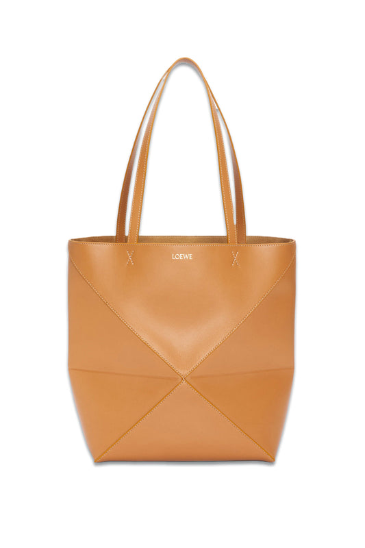 Puzzle Fold Tote In Shiny Calfskin