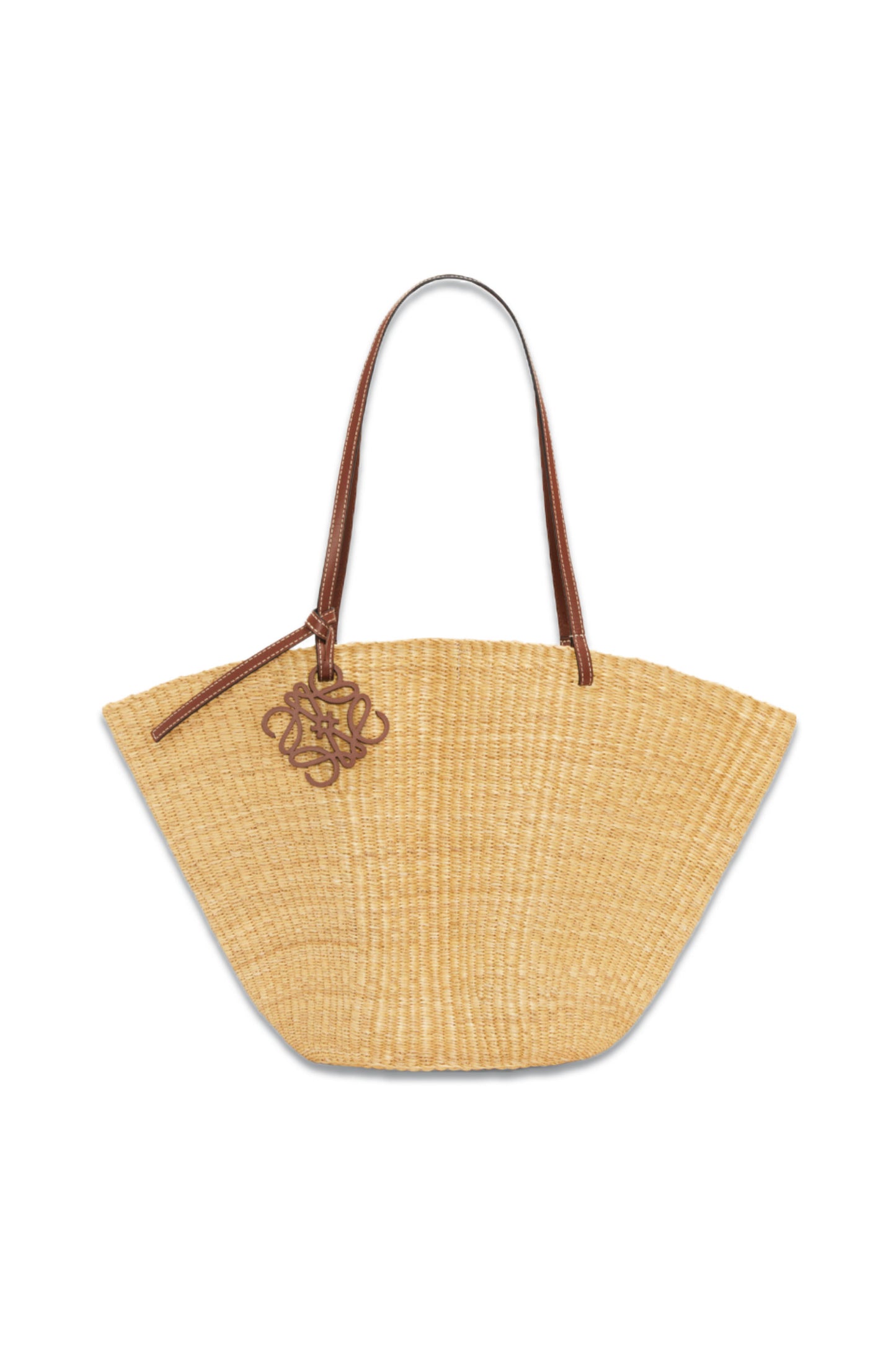 Shell Basket Bag in Elephant Grass and Calfskin