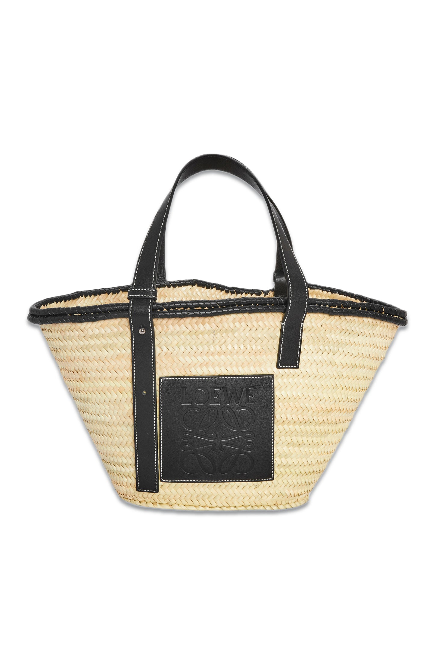 Inlay Basket Bag In Palm Leaf And Calfskin