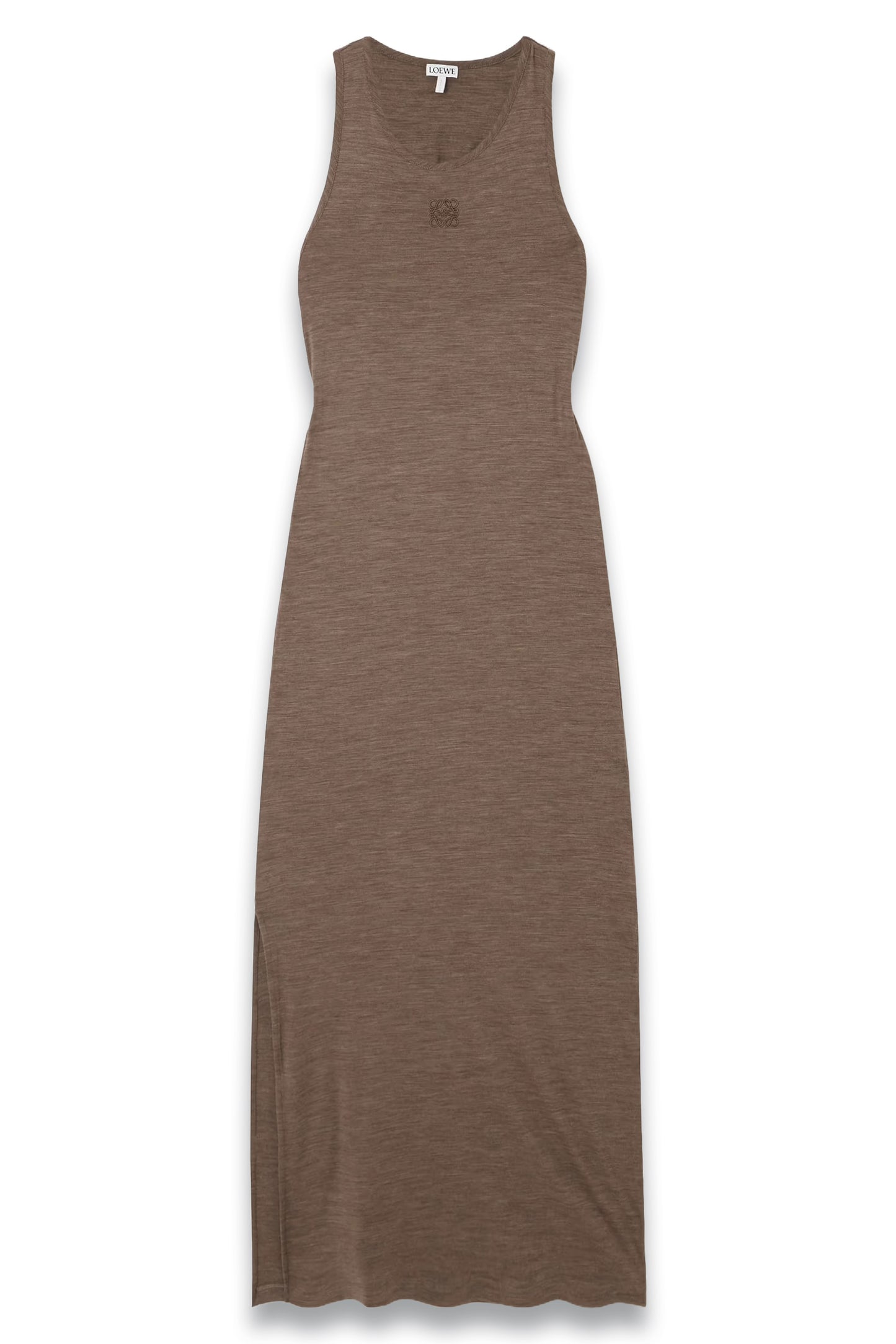 Anagram Embroidered Twist-back Wool-blend Jersey Maxi Dress