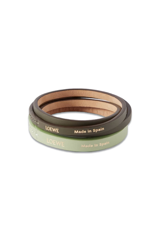 Set of Two Green Leather Bangles