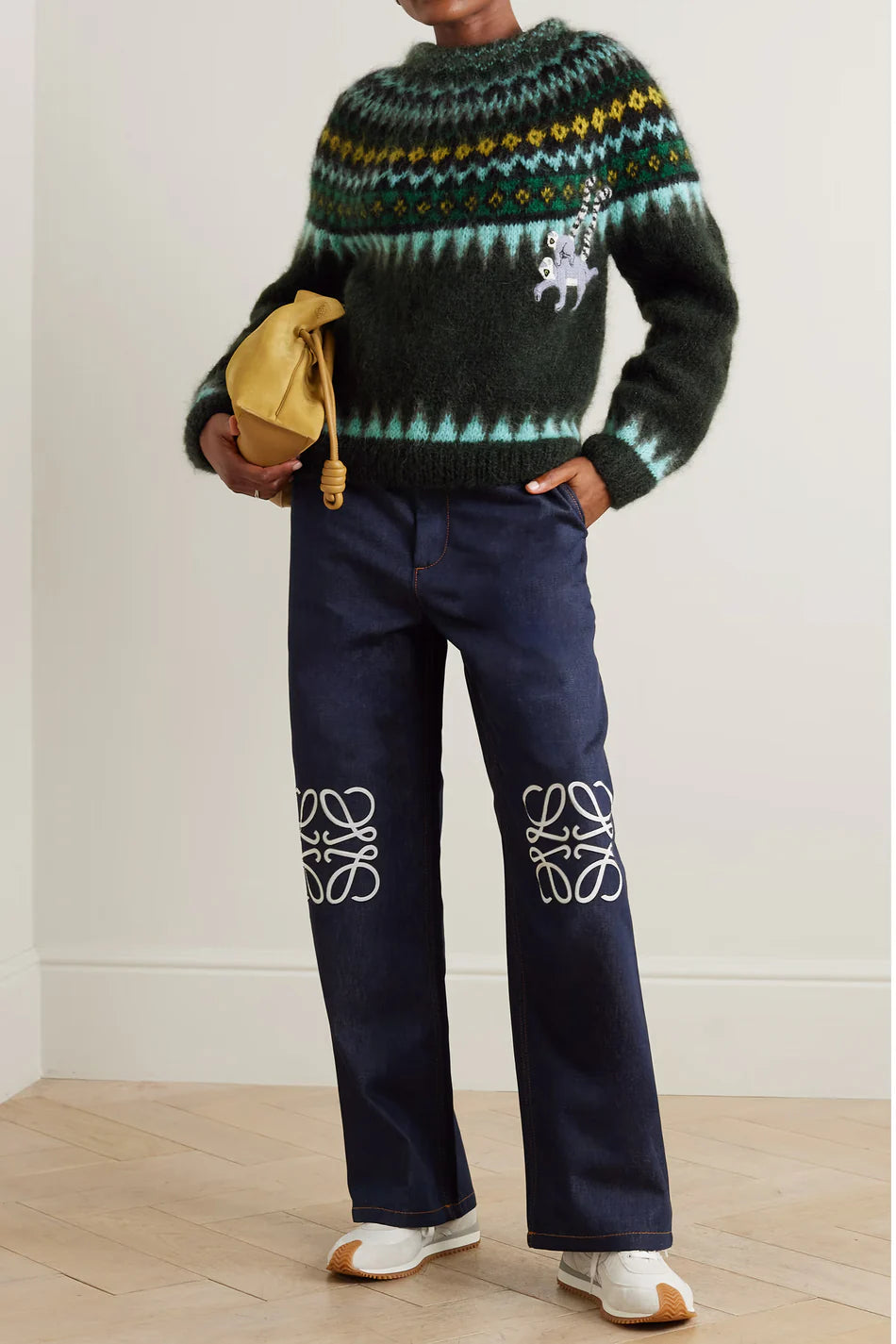 Suna Fujita Fair Isle embroidered mohair-blend sweater