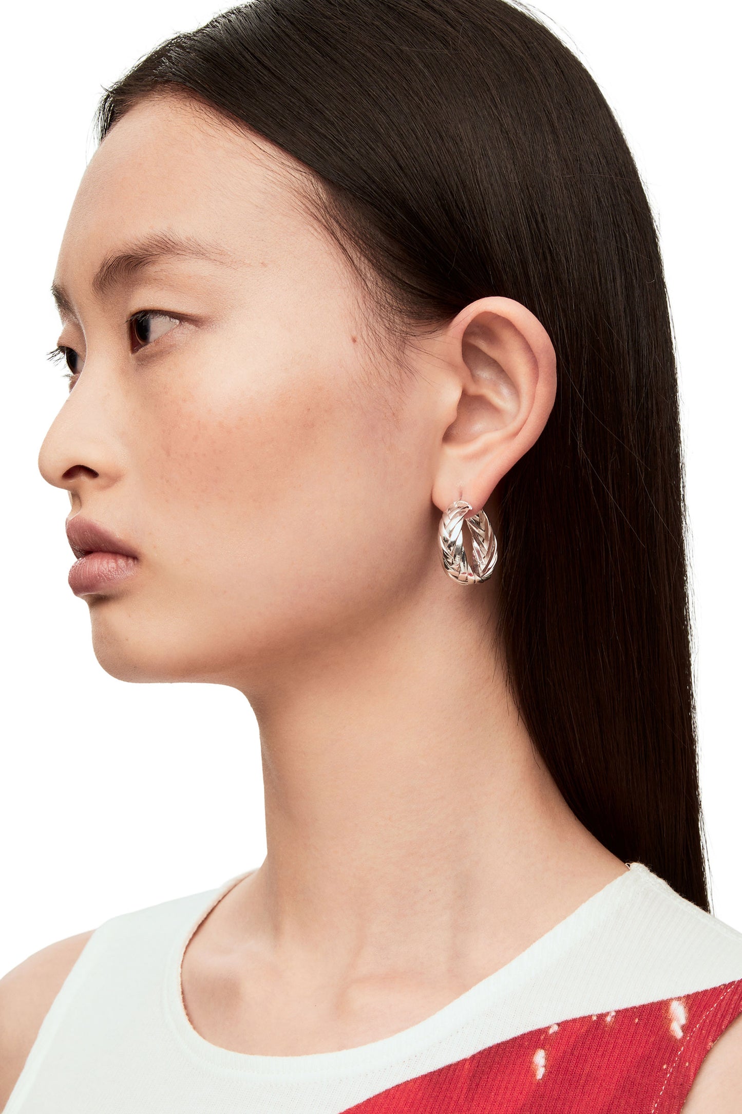 Braided Hoop Earrings In Sterling Silver