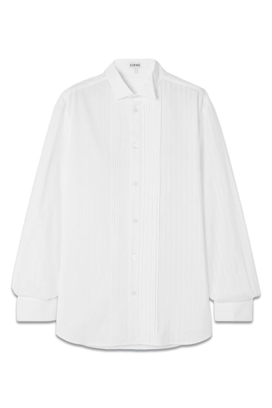 Pleated Striped Cotton-poplin Shirt