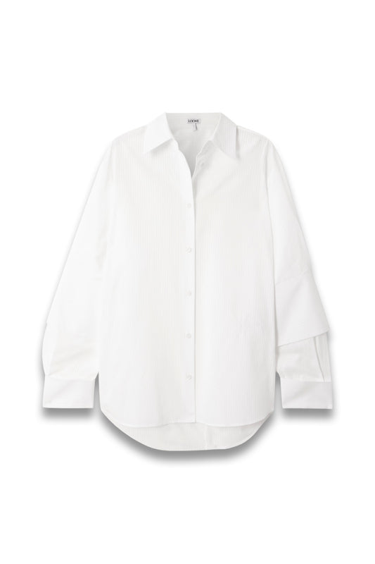 Embellished Striped Organic Cotton-blend Poplin Shirt