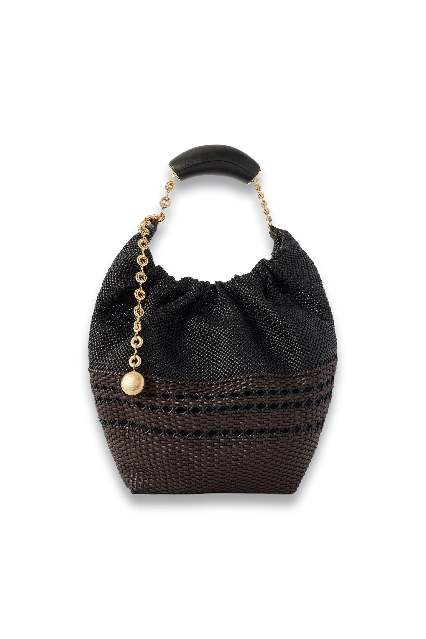 Squeeze Small Woven Two-tone Leather Tote