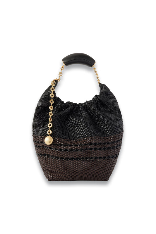 Squeeze Small Woven Two-tone Leather Tote