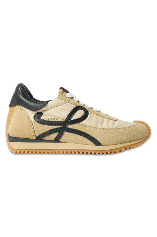 Flow Logo-appliquéd Shell, Leather And Suede Sneakers Beige