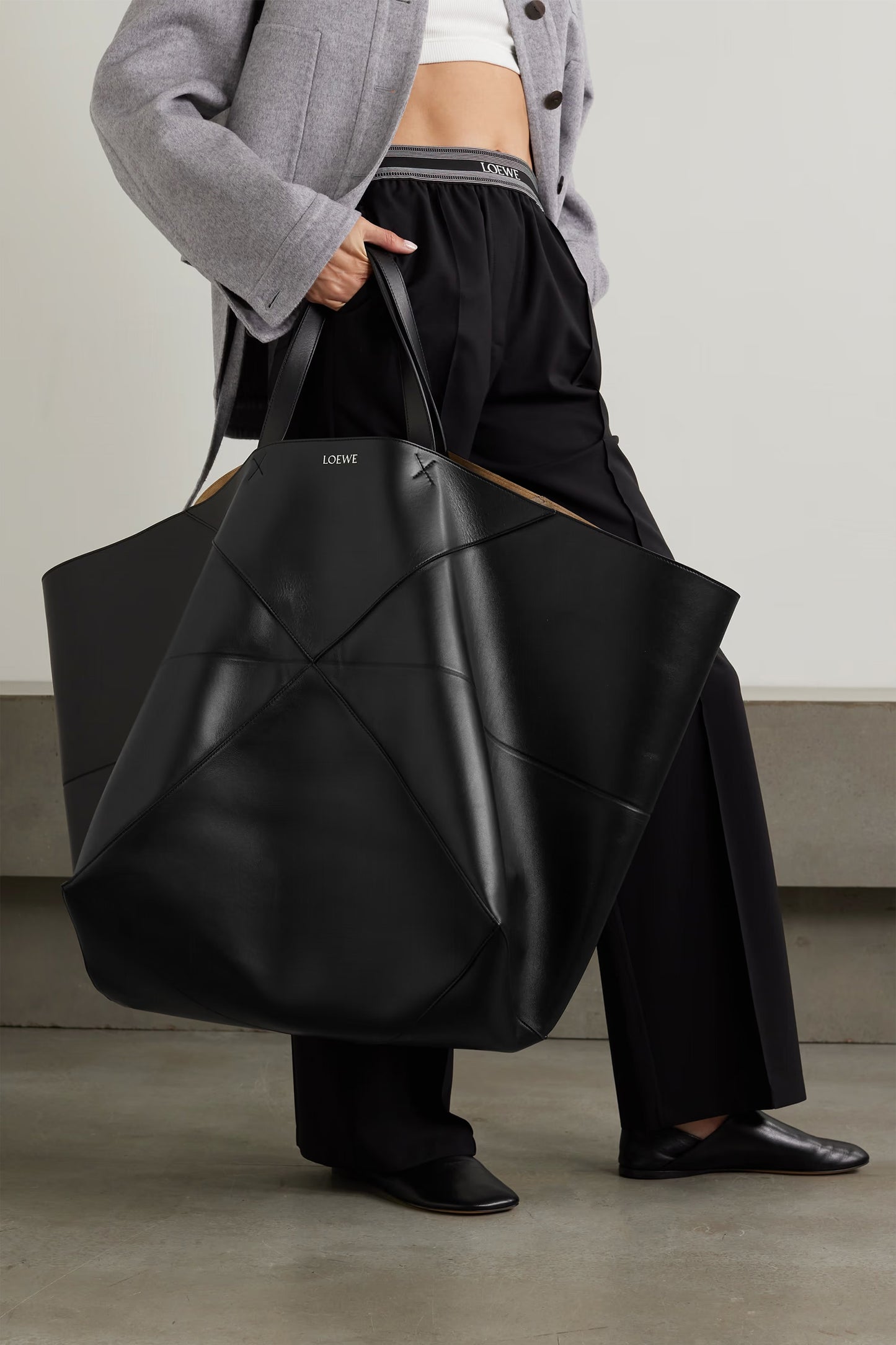 Puzzle Fold XL Convertible Leather Tote