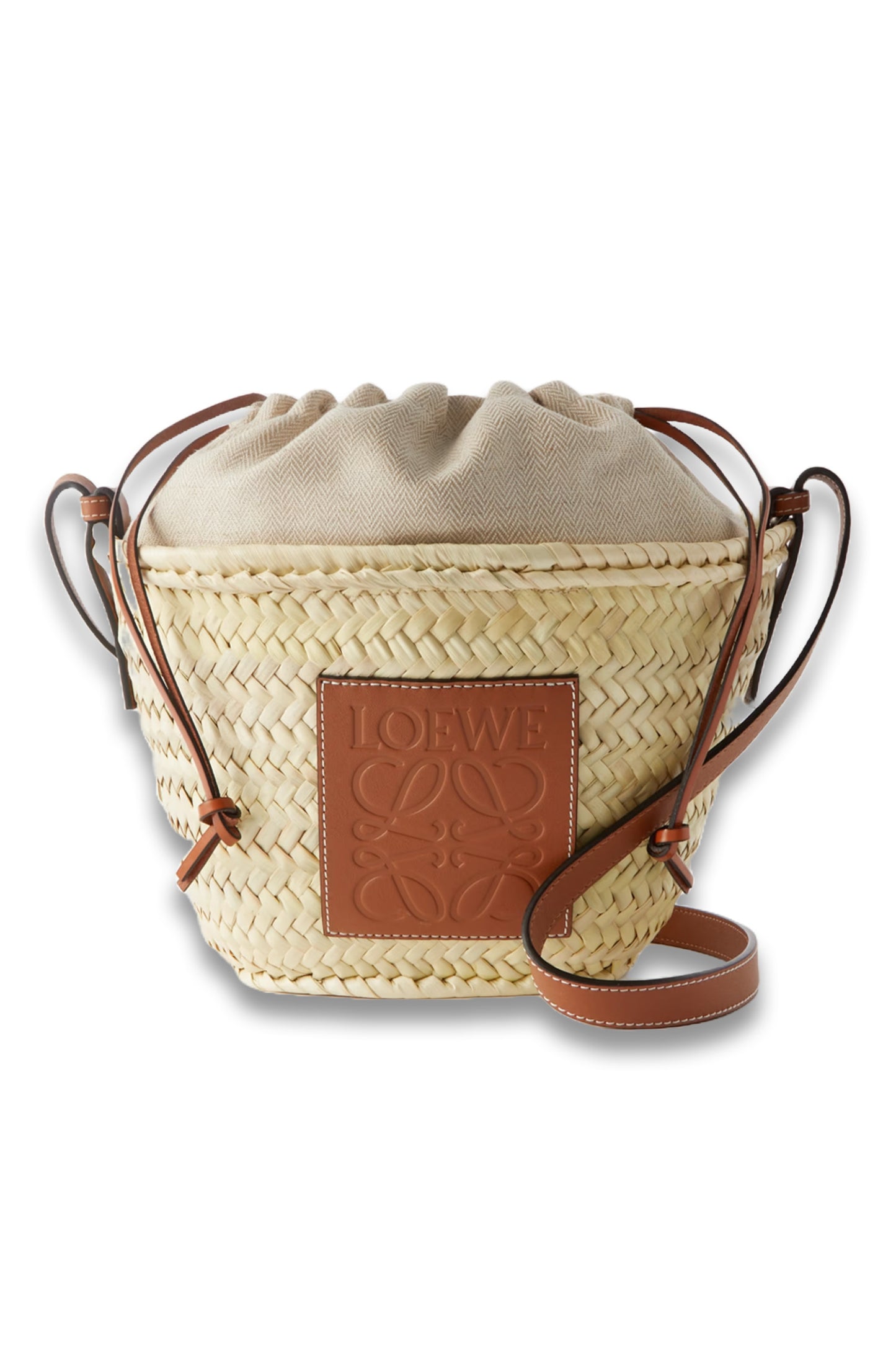 + Paula's Ibiza Leather-Trimmed Raffia Bucket Bag