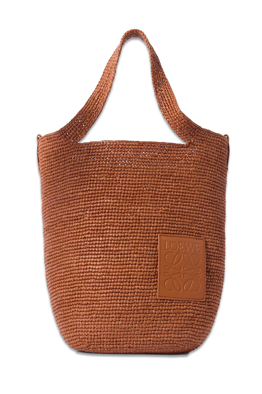 Paula's Ibiza Slit embossed leather-trimmed raffia tote bag