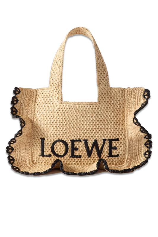 + Paula's Ibiza Small Ruffled Embroidered Raffia Tote