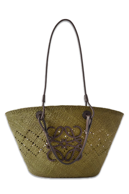 + Paula's Ibiza Anagram Medium Appliquéd Leather-Trimmed Perforated Raffia Tote