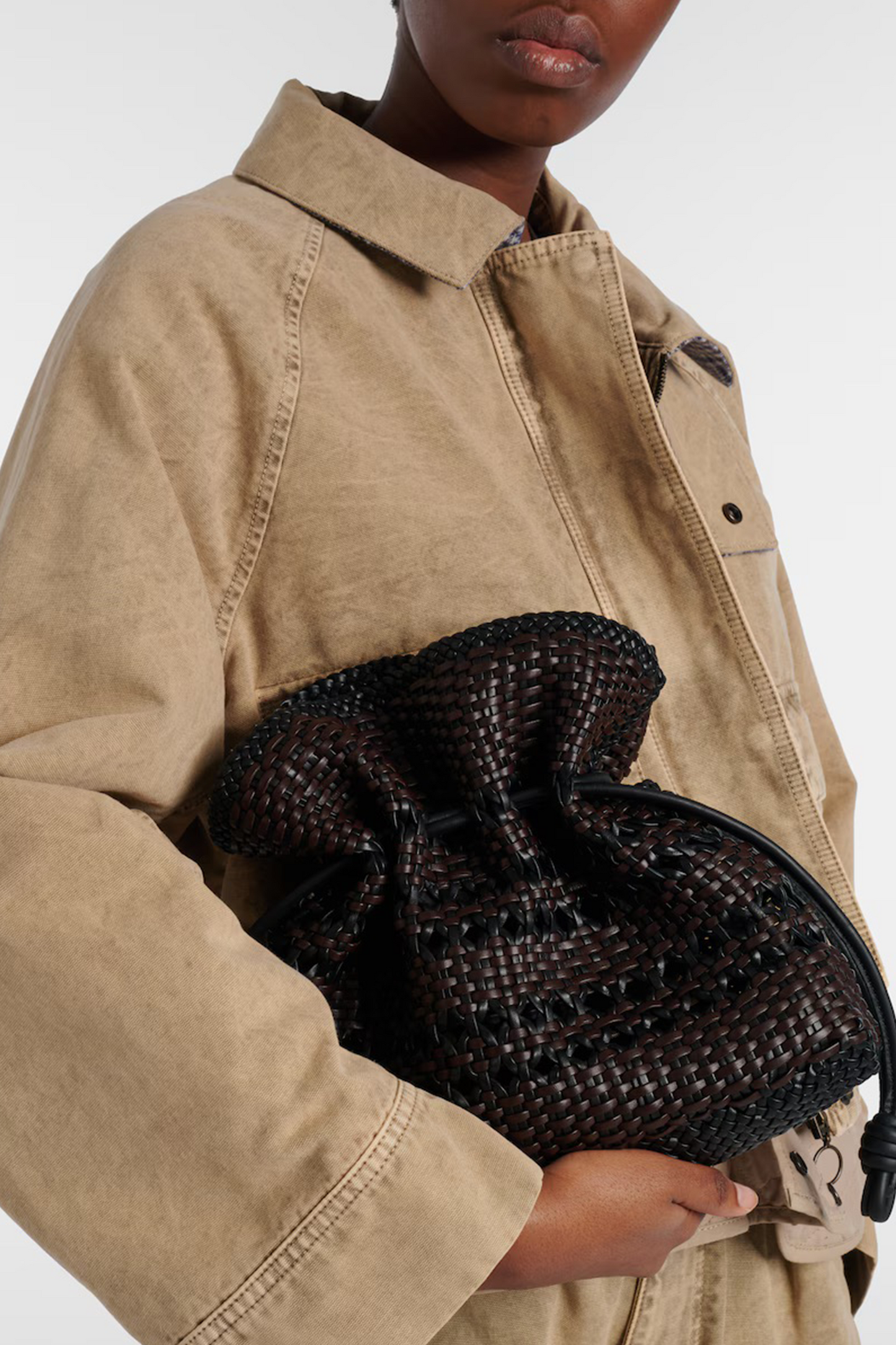 Flamenco Medium Woven Leather Clutch