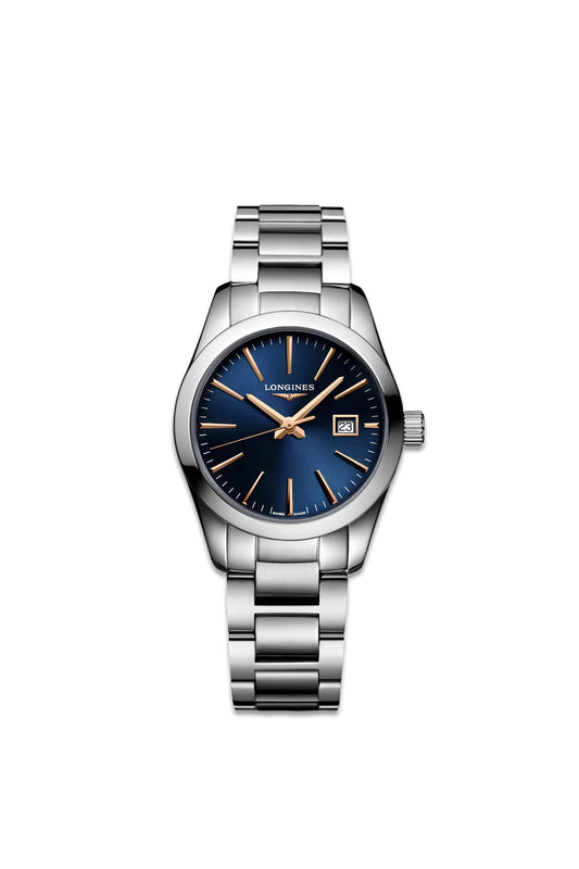 Conquest Classic With Blue Dial & Stainless Steel Strap