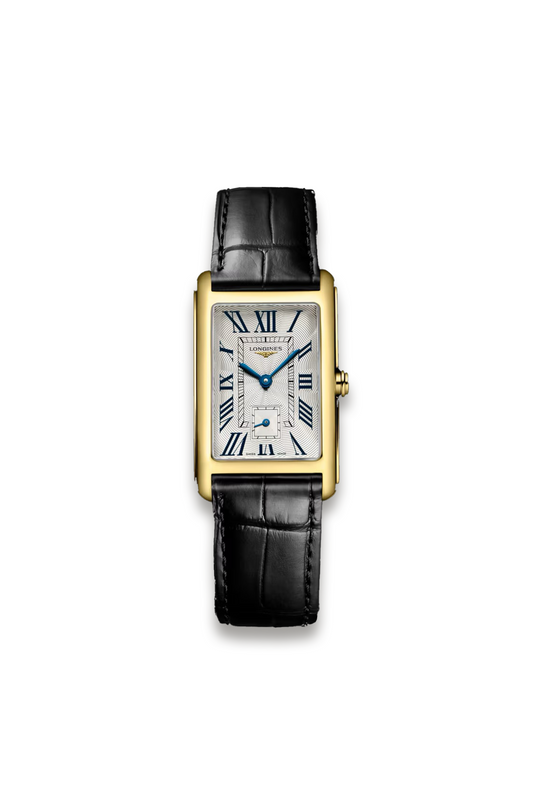 Dolcevita 18kt Gold Quartz Watch with Silver Dial and Alligator Strap