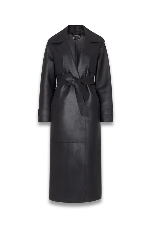 Black Faye Clean Bonded Trench Coat