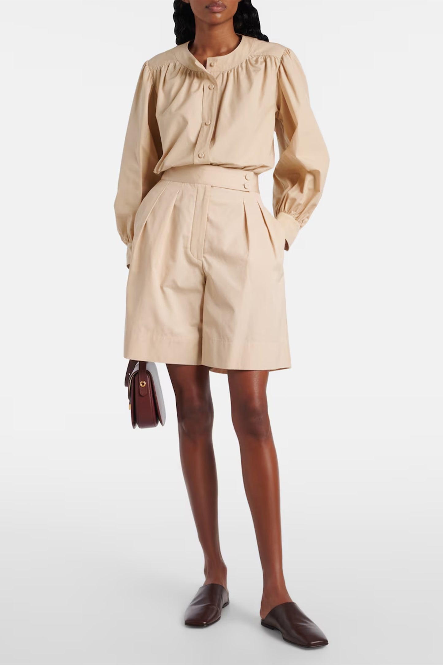 Dorin Cotton Satin Bermuda Shorts