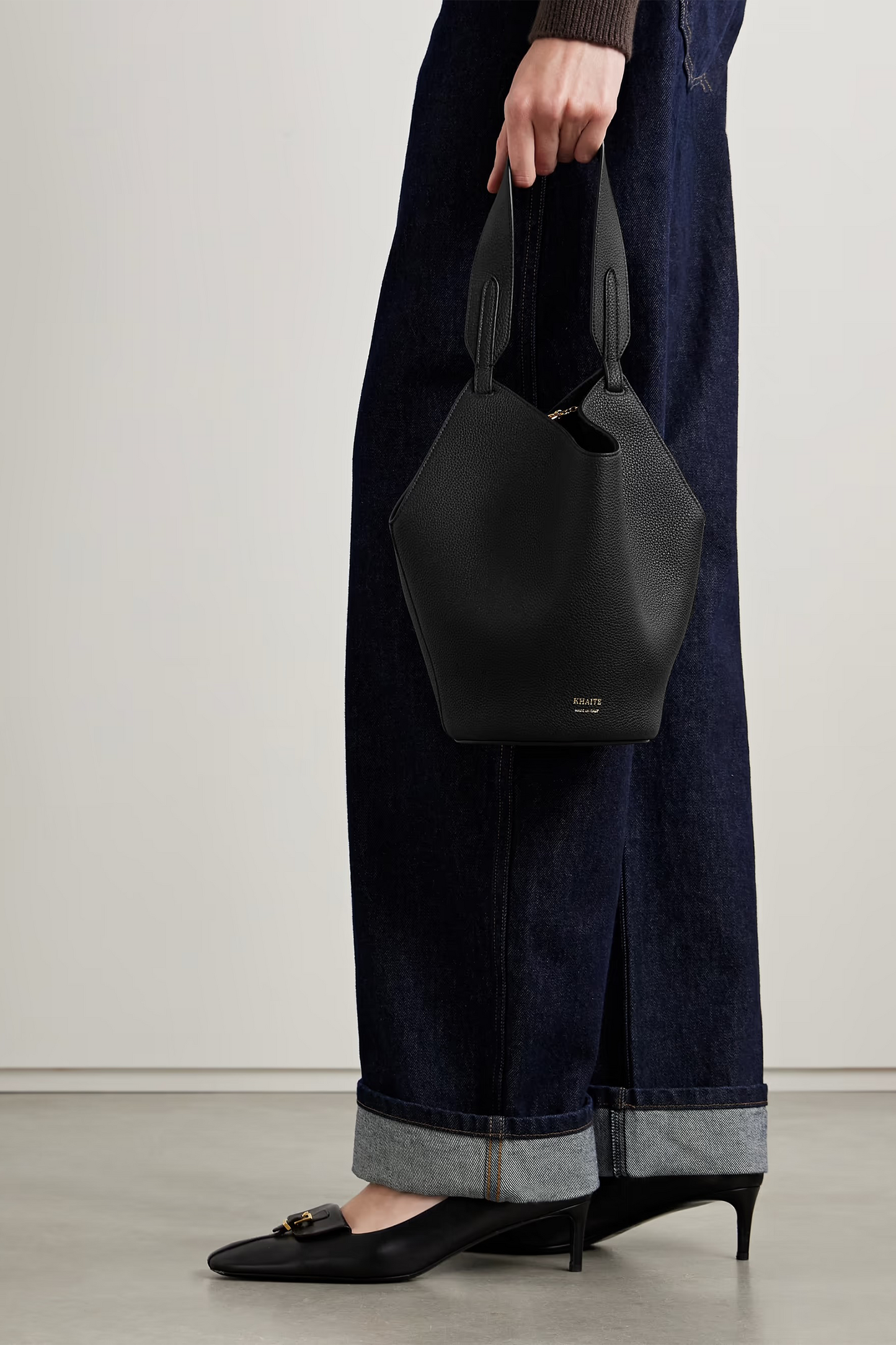 Lotus Mini Textured-leather Tote
