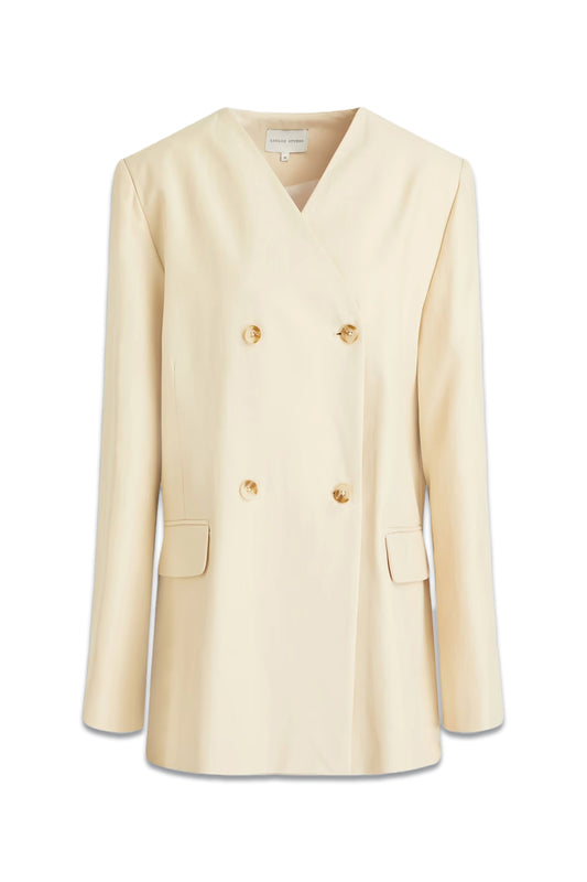 Jalca Cream Double-breasted Twill Blazer