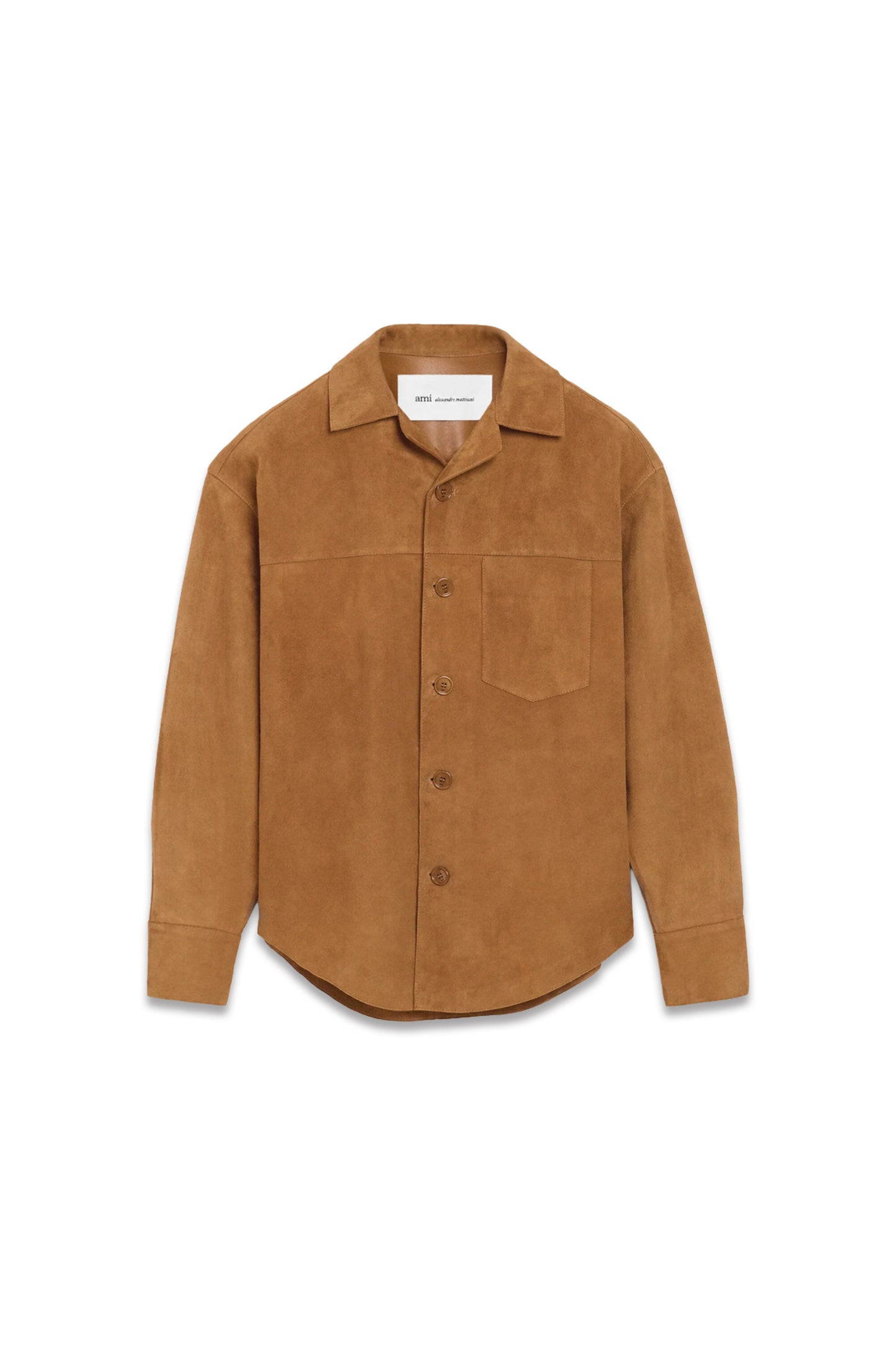 Brown Goat Leather Buttoned Overshirt