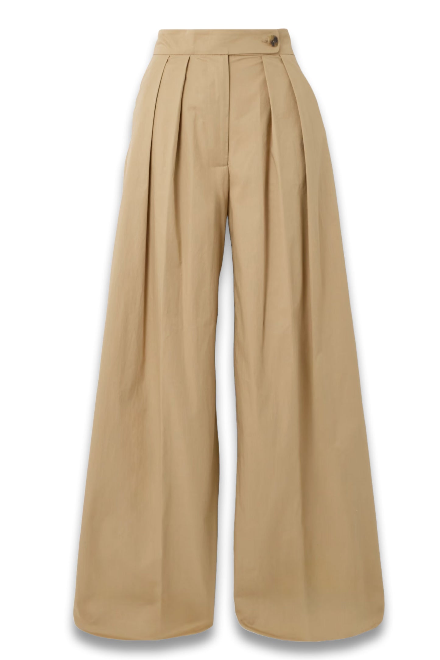 Pleated cotton-twill wide-leg pants