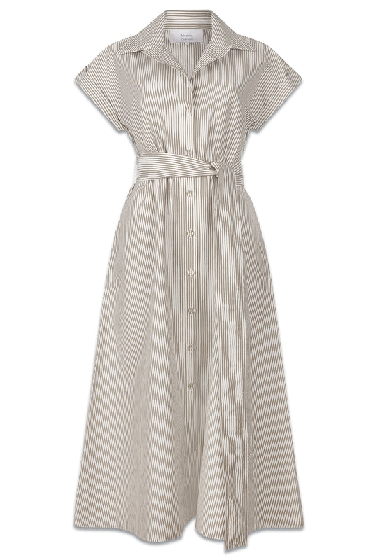 Lucy Shirt Dress With Wide Lapel In Stripe