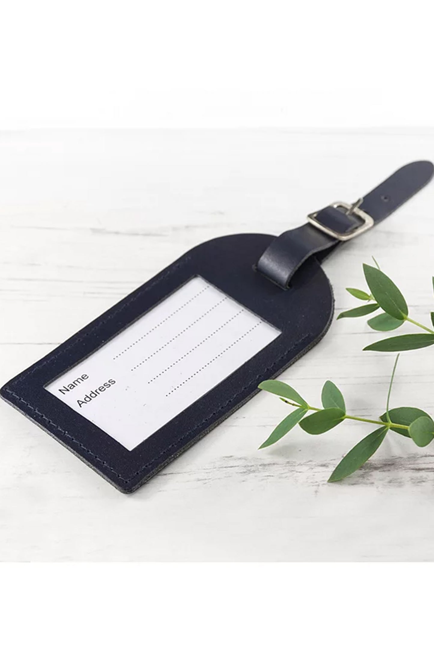 Personalised Leather Luggage Tag, Navy