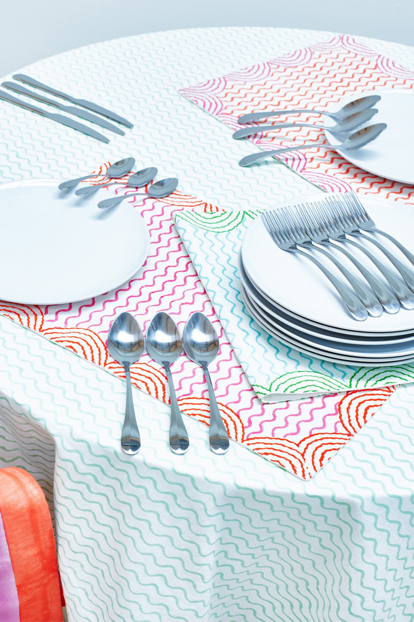 Lumu Block Printed Wavy Placemats Set of Four