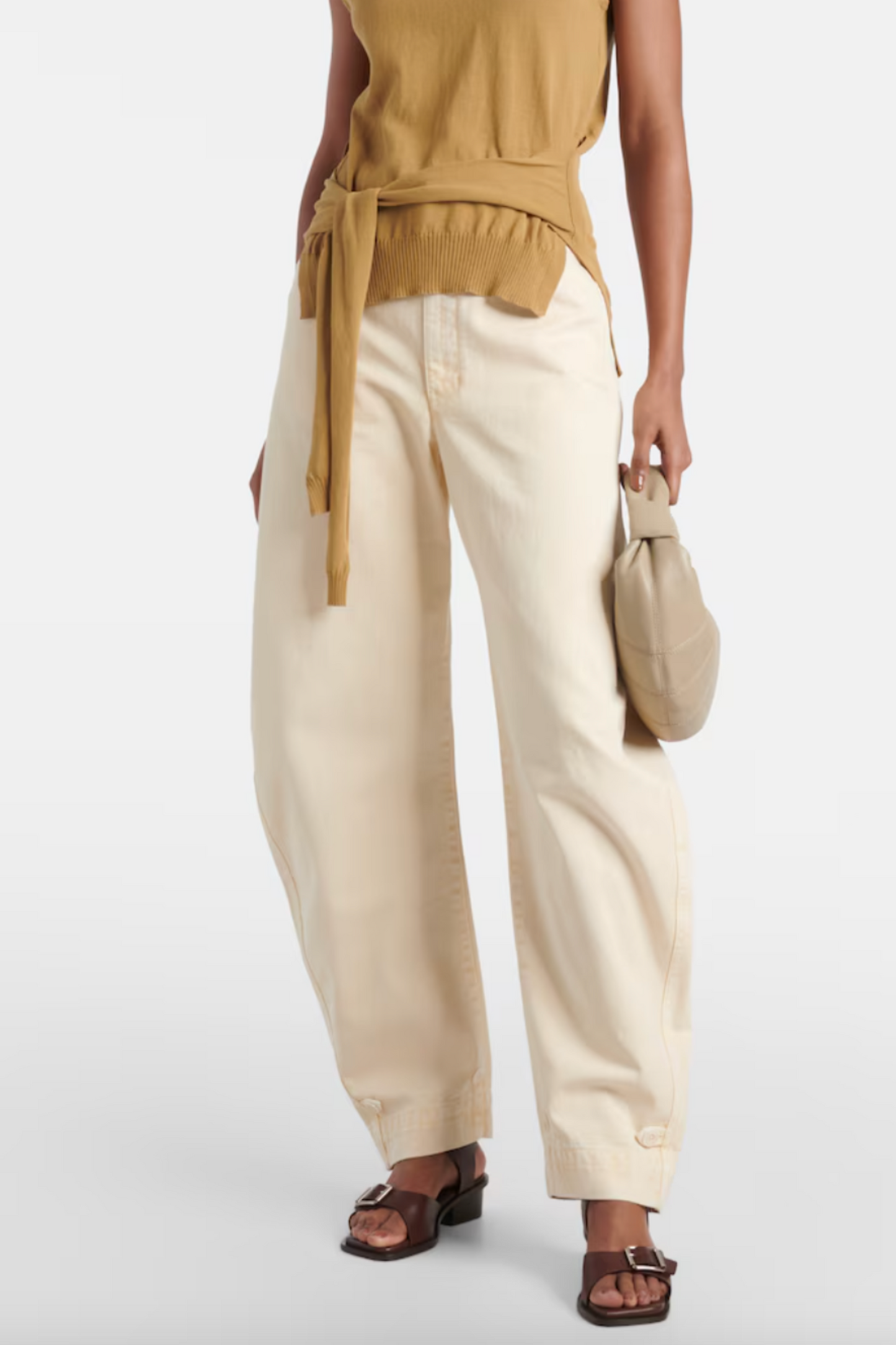 Belted Barrel-Leg Jeans