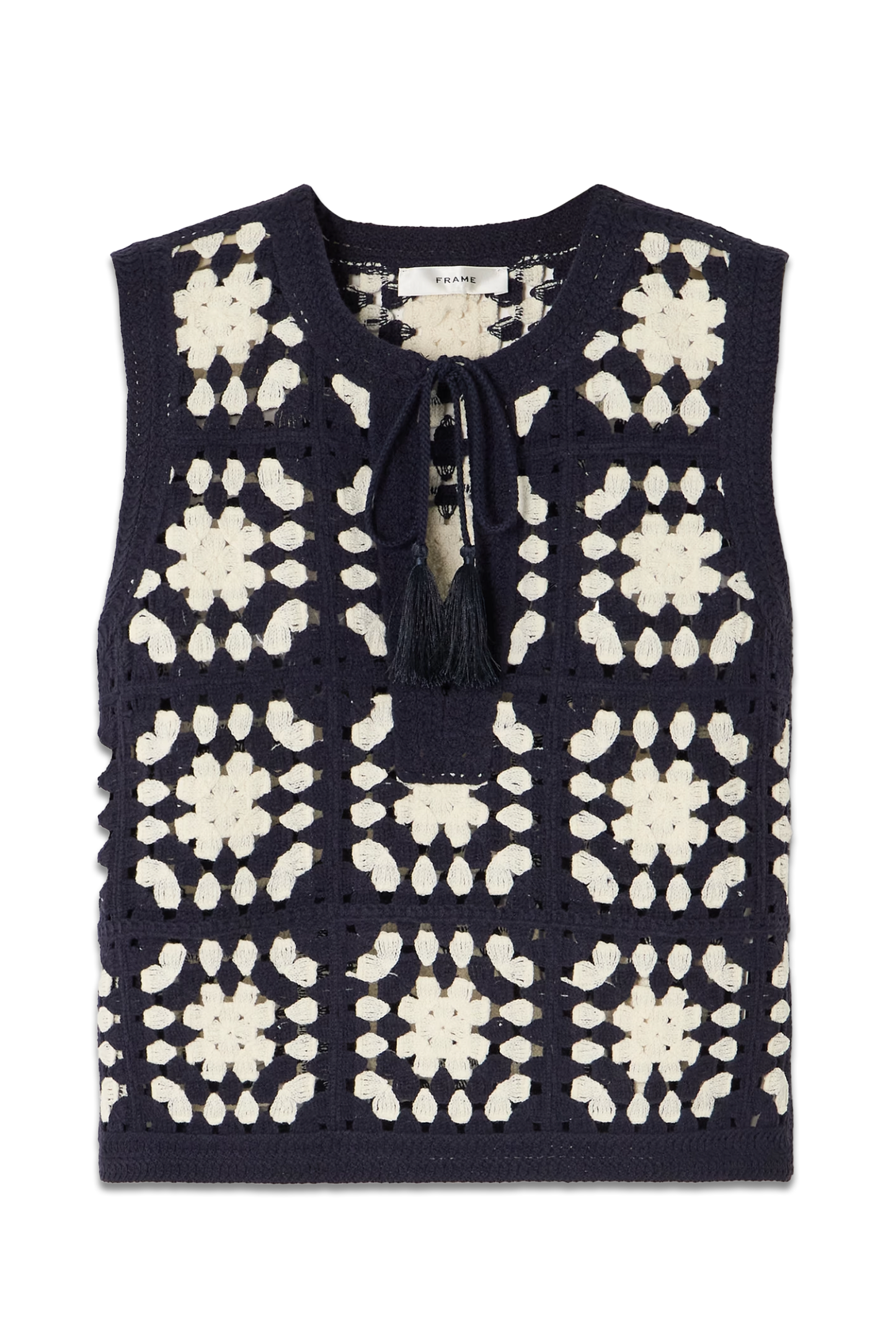 Crocheted Tasseled Cotton-Blend Tank
