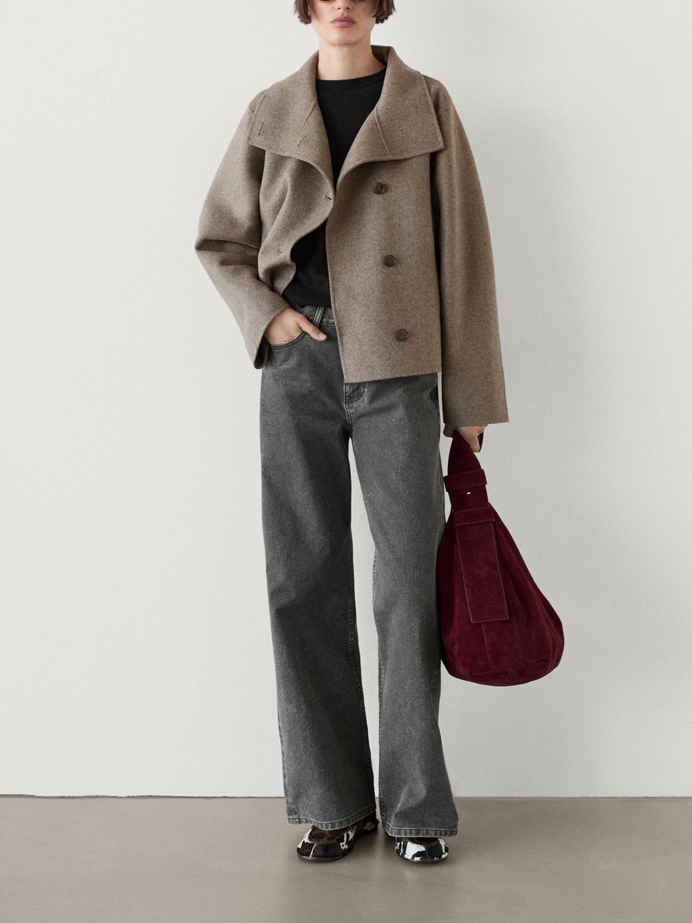 Wool Blend High-Neck Jacket