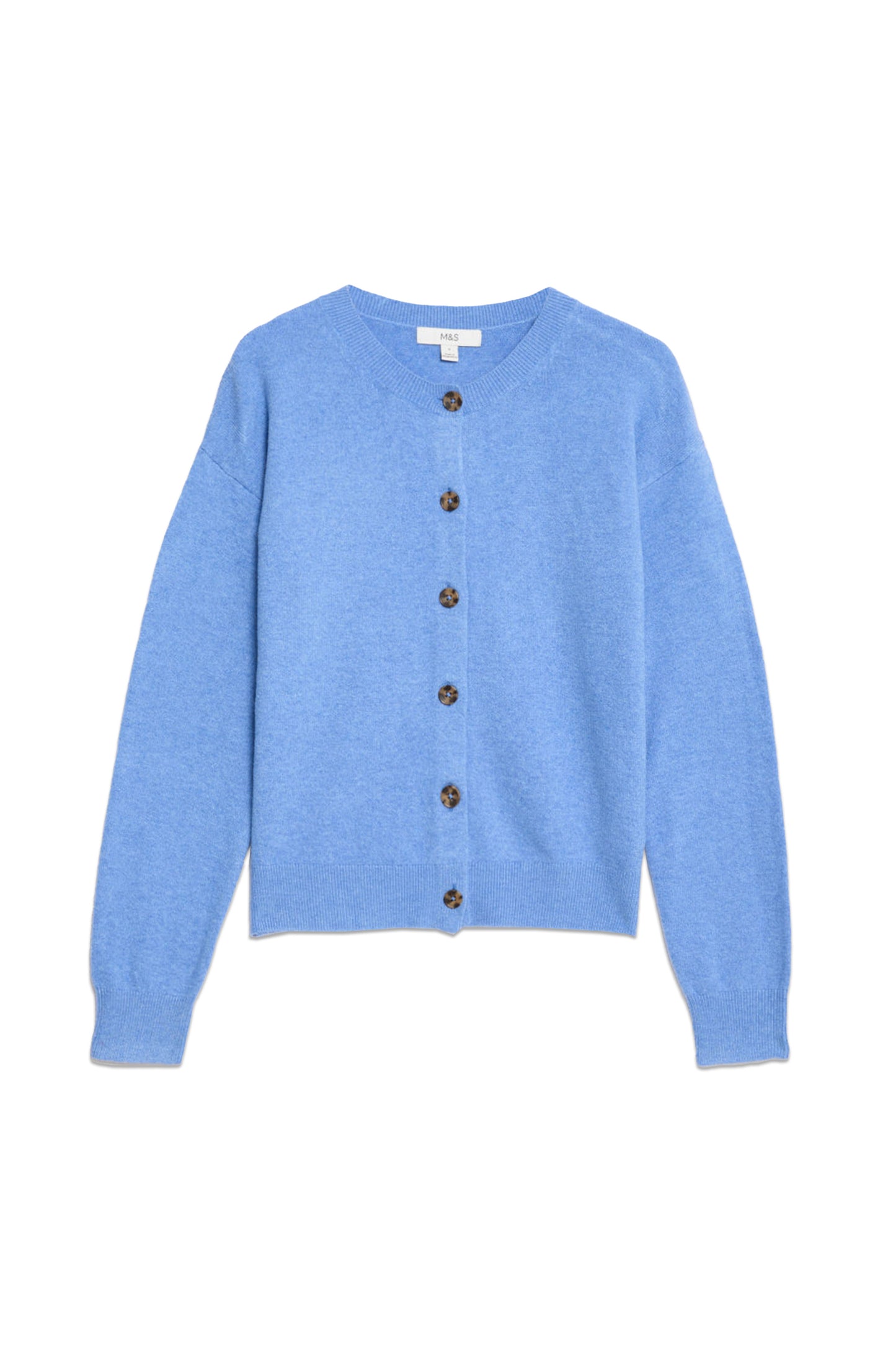 Air-Yarn Ribbed Crew Neck Cardigan