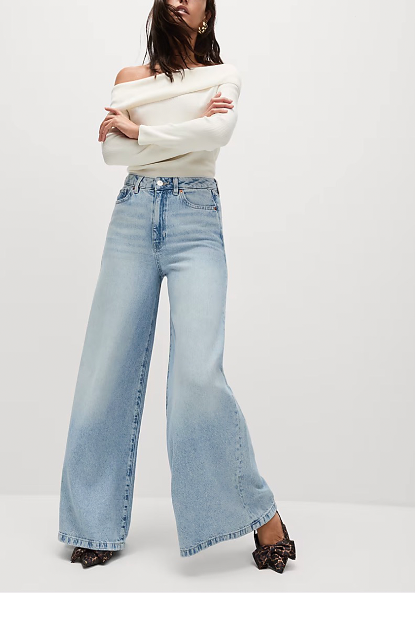 Lyocell Blend Wide Palazzo Leg Jeans