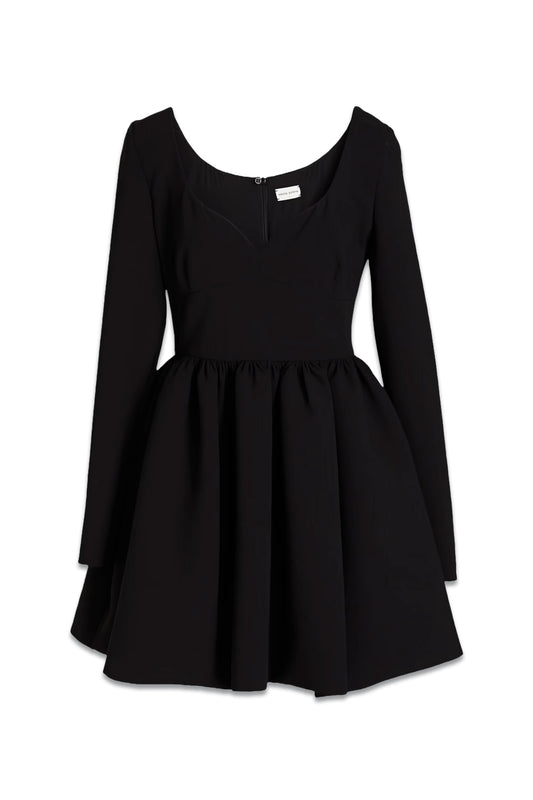 Gathered Wool-blend Crepe Mini Dress