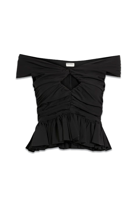 Off-the-shoulder Cutout Silk-blend Top