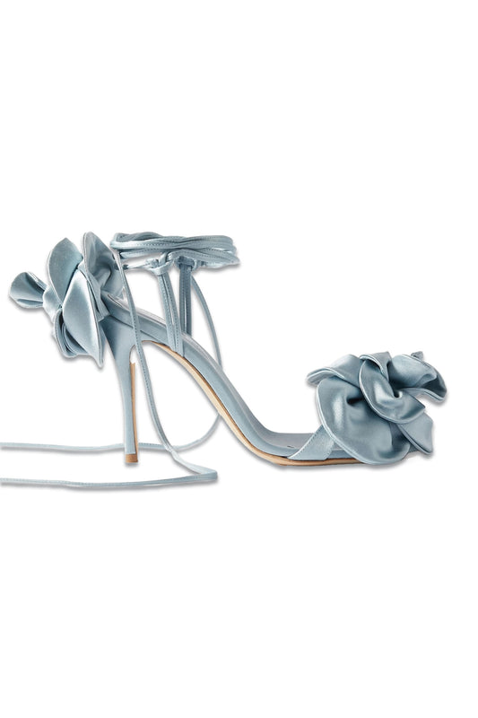 Appliquéd Satin Sandals