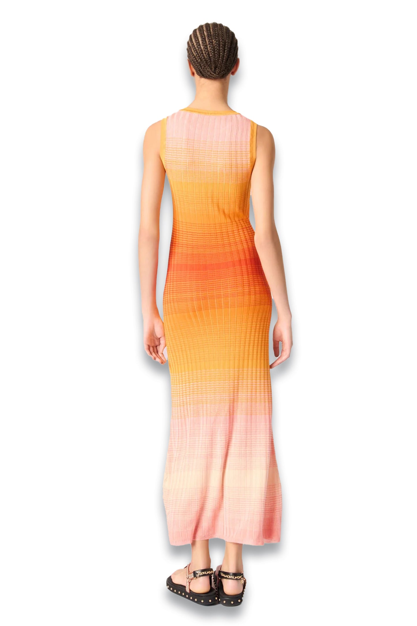 Tie-Dye Knit Maxi Dress in Orange Gradient