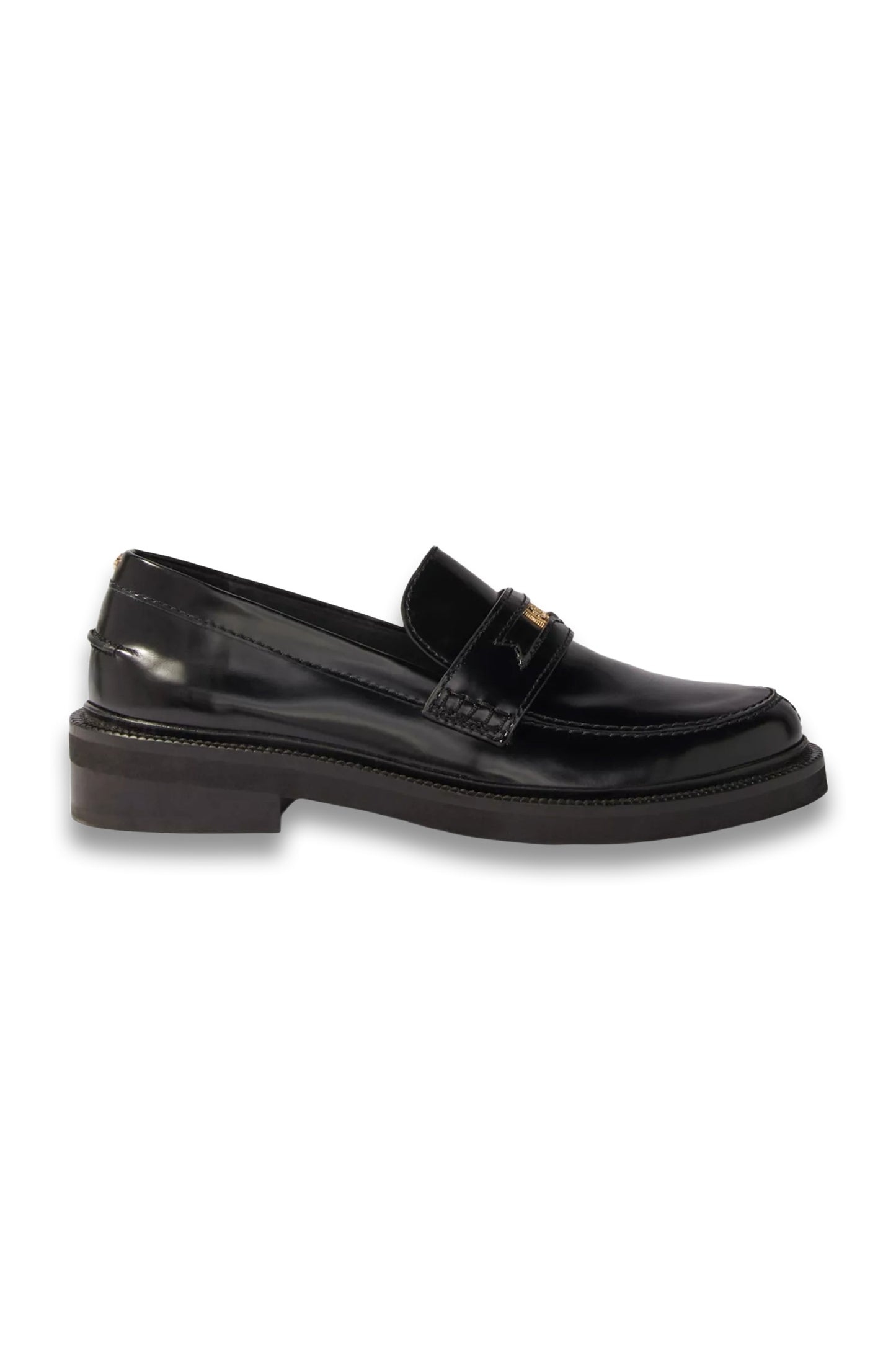 Hardware-embellished flat leather loafers