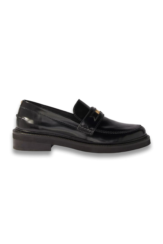 Hardware-embellished flat leather loafers